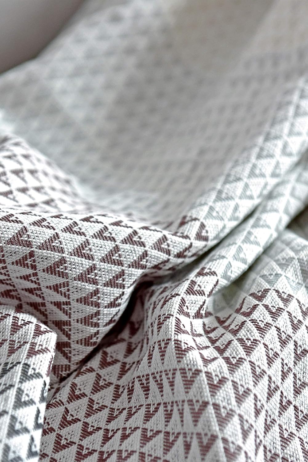 Wohndecke Plaid Dana, 150x200 cm, Grau Mauve (Altrosa) Weiss (Weiss), Gemustert, Boho, Baumwolle, ge