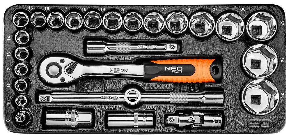 NEO TOOLS Steckschlüssel 1/2, 27-er Set, 27-er Set