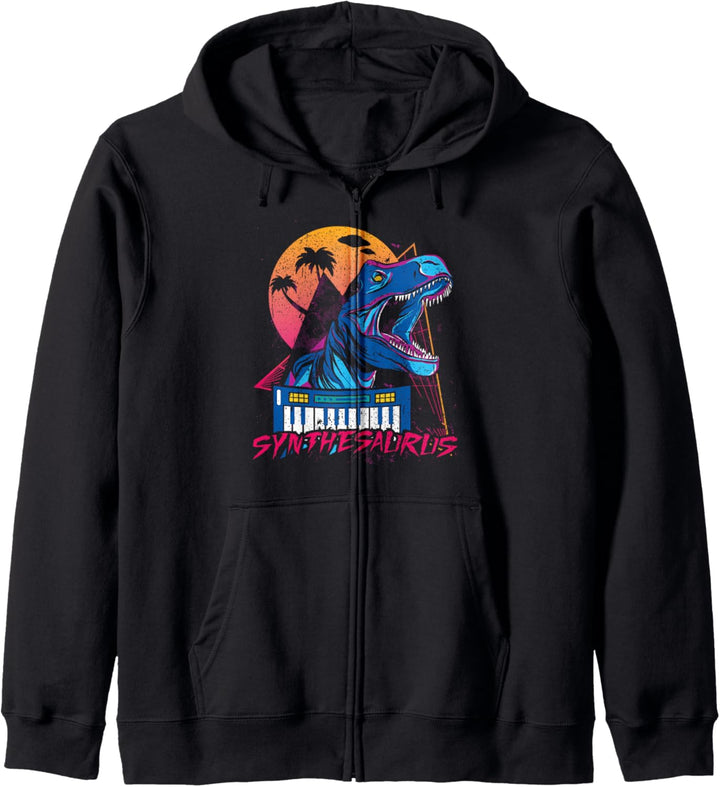 Dinosaurier Retro synthwave Kapuzenjacke