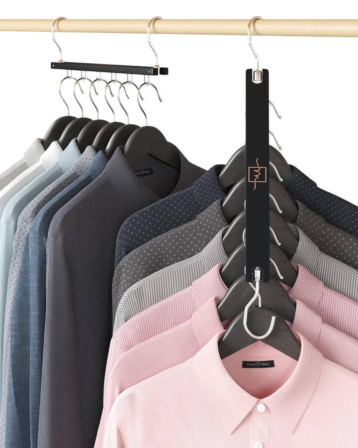 MORALVE Platzsparender Kleiderbügel Organizer – 4er-Pack – 6-stufiger Organizer aus europäischem Buc