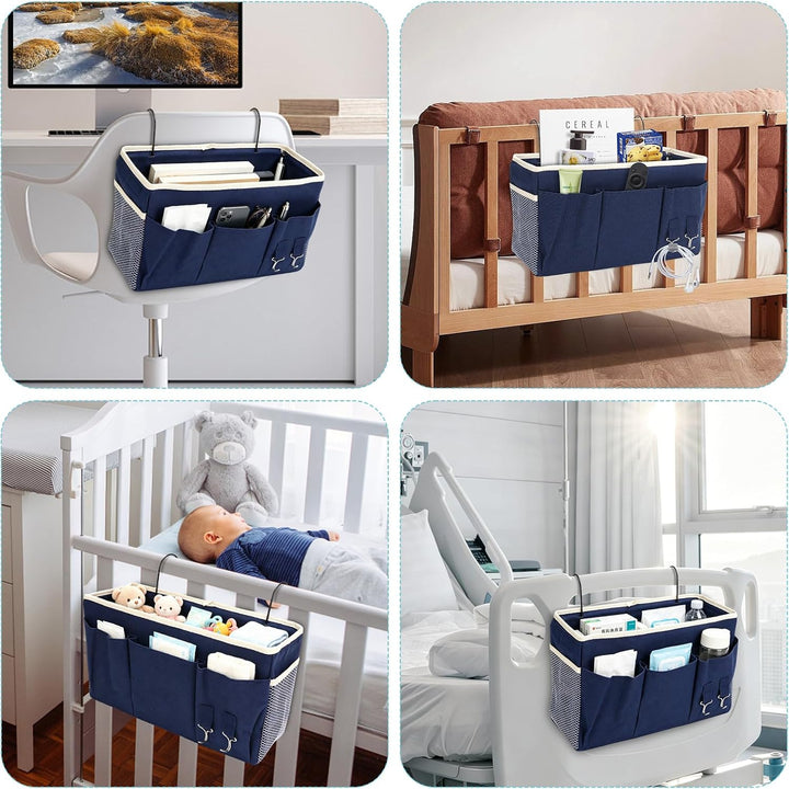 2 Pack Nachttisch-Hängeaufbewahrung Hängeorganizer mit 3 Fächern, Bett Organizer zum Einhängen, Häng