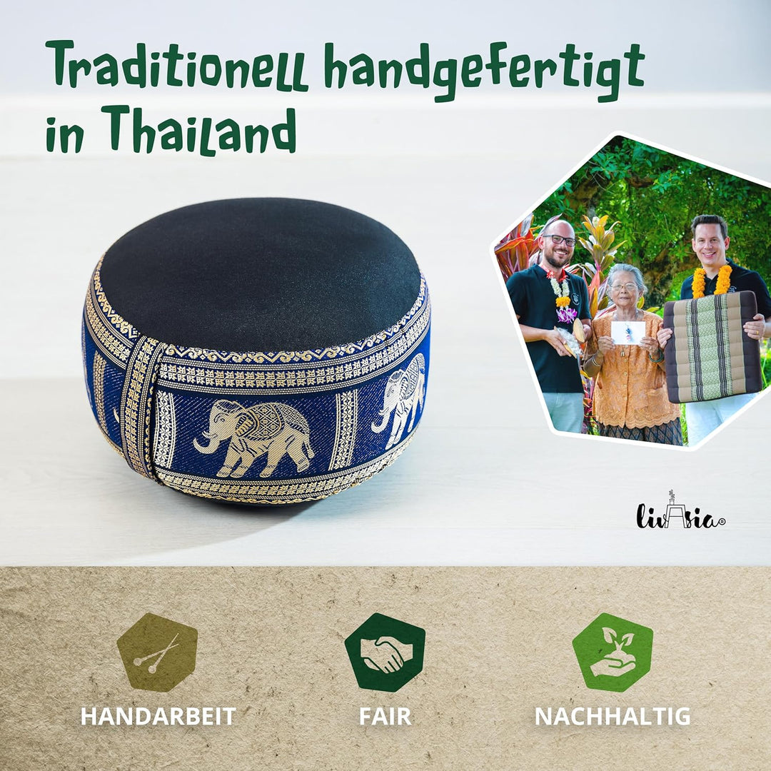 Livasia Meditationskissen Thaiseide, Yogakissen klein mit Kapok, Pouf, Bodenkissen Yoga Zen Meditati