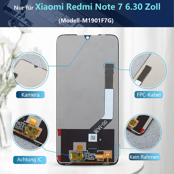RongZy Display für Xiaomi Redmi Note 7 / Note 7 Pro LCD Bildschirmersatz Digitizer Touchscreen für X