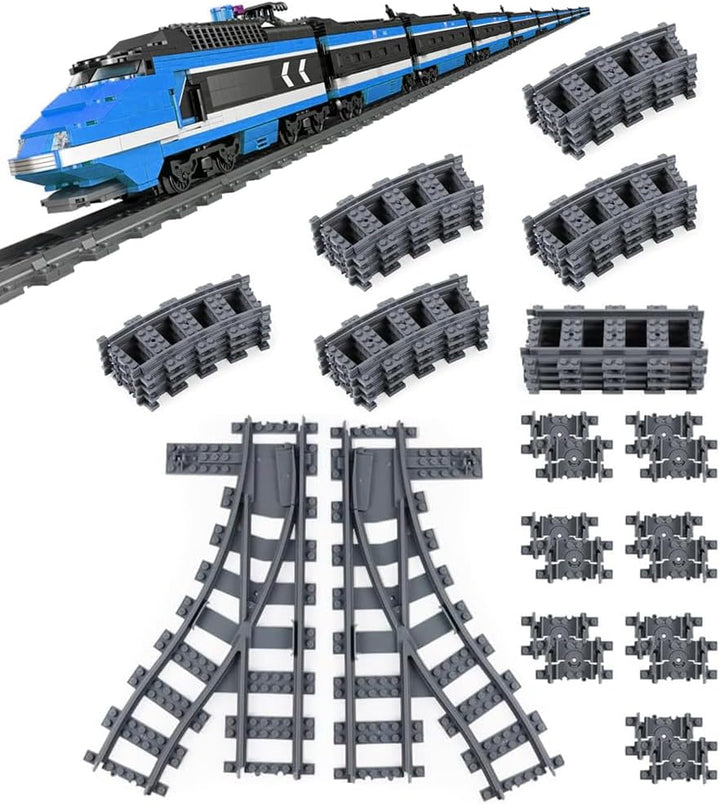Bausteine Zug Schienen Set, 40 Stück City Eisenbahn Schienen for Train, Eisenbahn Schienen City Zug