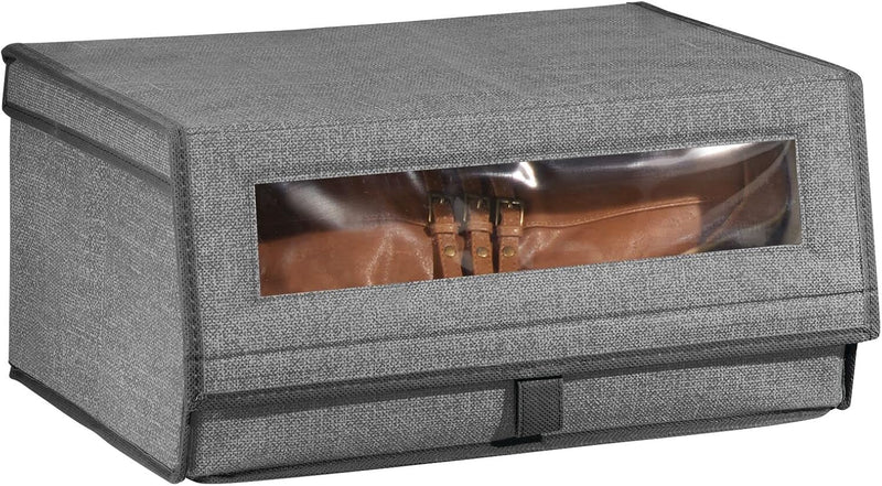 mDesign 4er-Set Schuhaufbewahrung aus Stoff – stapelbare Schuhbox mit Sichtfenster, Klettverschluss