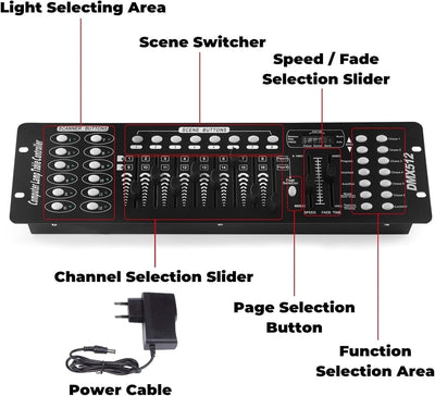 UKing DMX Controller, 192 Kanäle DMX512 Controller Konsole 240 Szenen für MINI DMX-Controller DMX-Li