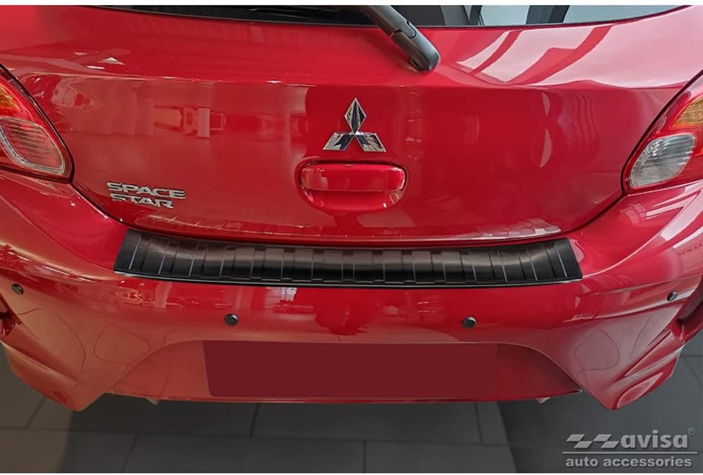 Avisa Schwarz Edelstahl Heckstossstangenschutz kompatibel mit Mitsubishi Space Star Facelift 2020- &