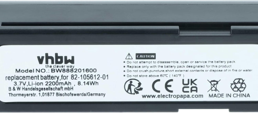 vhbw Akku Ersatz für Zebra 82-166537-01, BTRY-36IAB0E-00 für Barcodescanner POS (2200mAh, 3,7V, Li-I