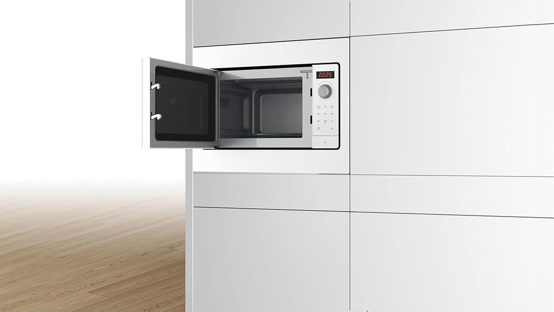 Bosch BFL523MW3 Serie 2 Einbau-Mikrowelle, 38 x 50 cm, 800 W, Drehteller 27 cm, Türanschlag Links, A