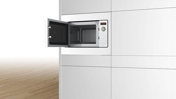 Bosch BFL523MW3 Serie 2 Einbau-Mikrowelle, 38 x 50 cm, 800 W, Drehteller 27 cm, Türanschlag Links, A