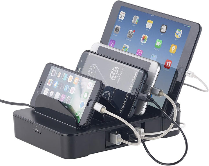 revolt iPad Ladestation: 6-Fach-Ladestation mit 5-Port-USB-Netzteil, Smart Power, 40 Watt, 8 A (Lade
