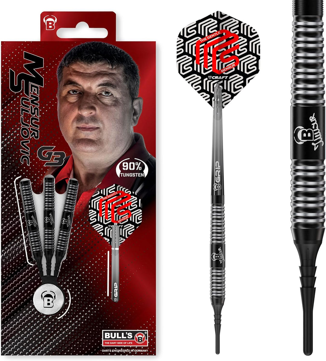 Bull's Mensur Suljovic G3 Dart, 90% Tungsten Soft Dart 18g, Soft Dart 18g