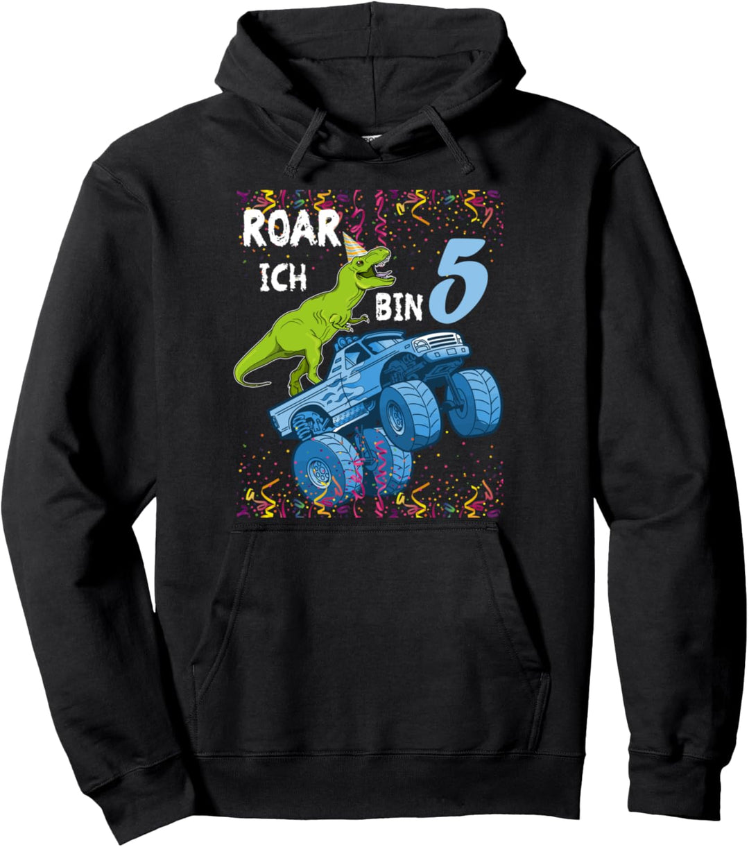 Dino 5 Jahre Junge Mädchen Geburtstag Monster Truck Pullover Hoodie