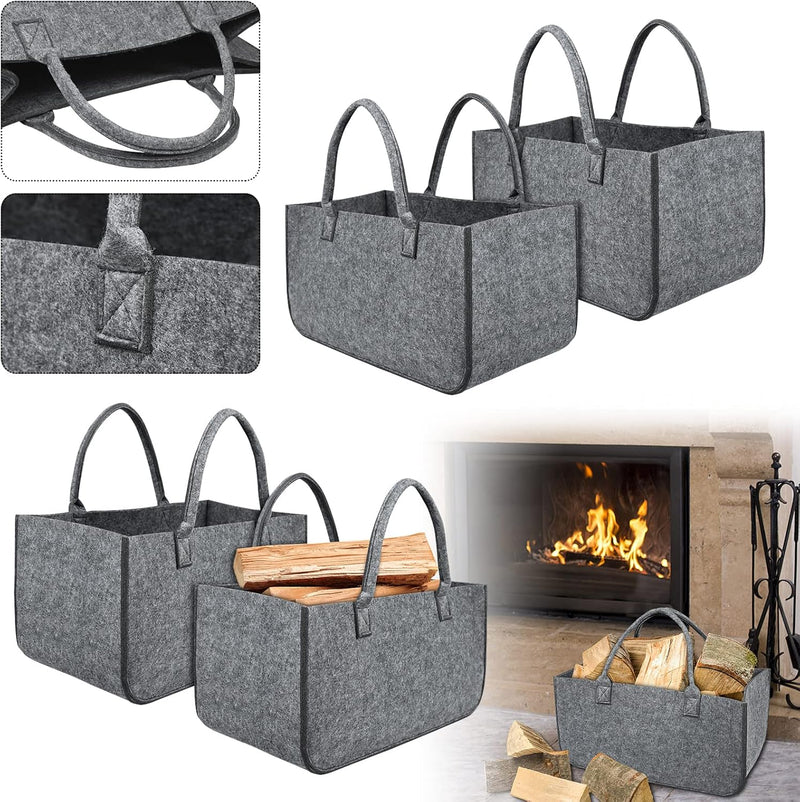 Aufun Filztaschen 4x Tasche aus Filz, Kaminholzkorb Filztasche Shopper Faltbar, Kaminholztasche, Hol