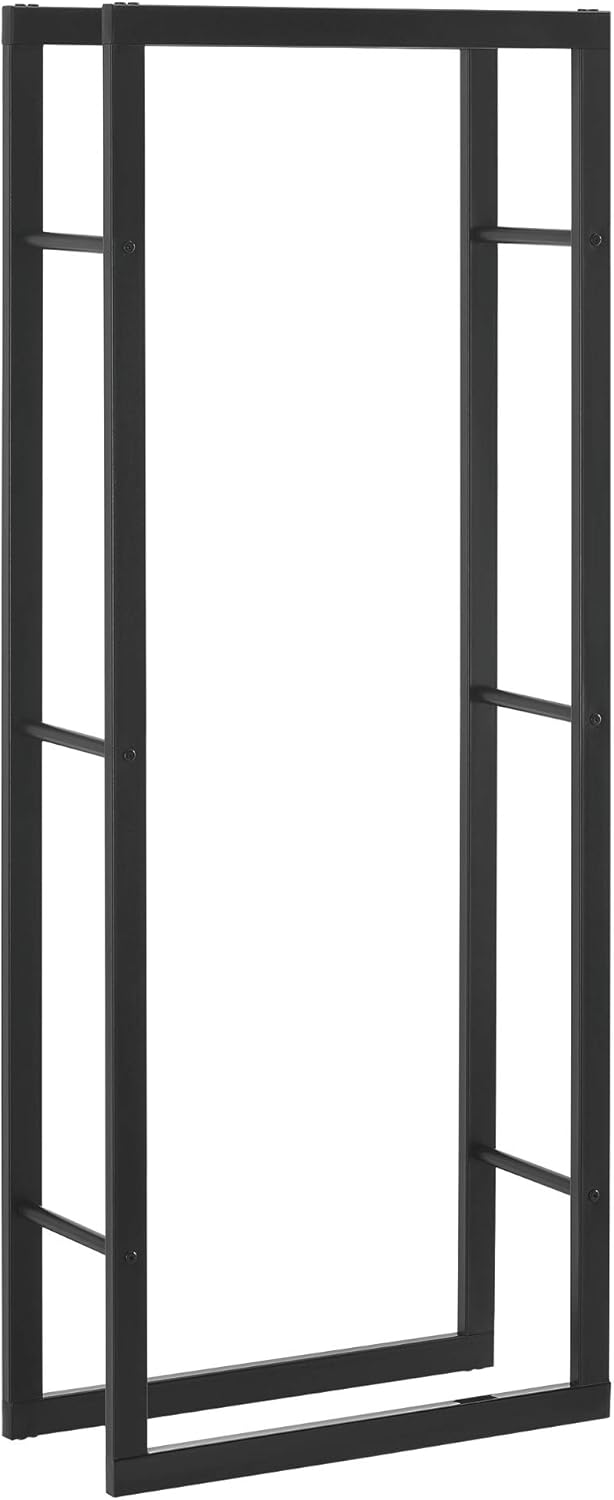 [en.casa] Kaminholzregal 50x150x25cm Brennholzregal Feuerholzregal Holzhalter Schwarz 50 x 150 x 25