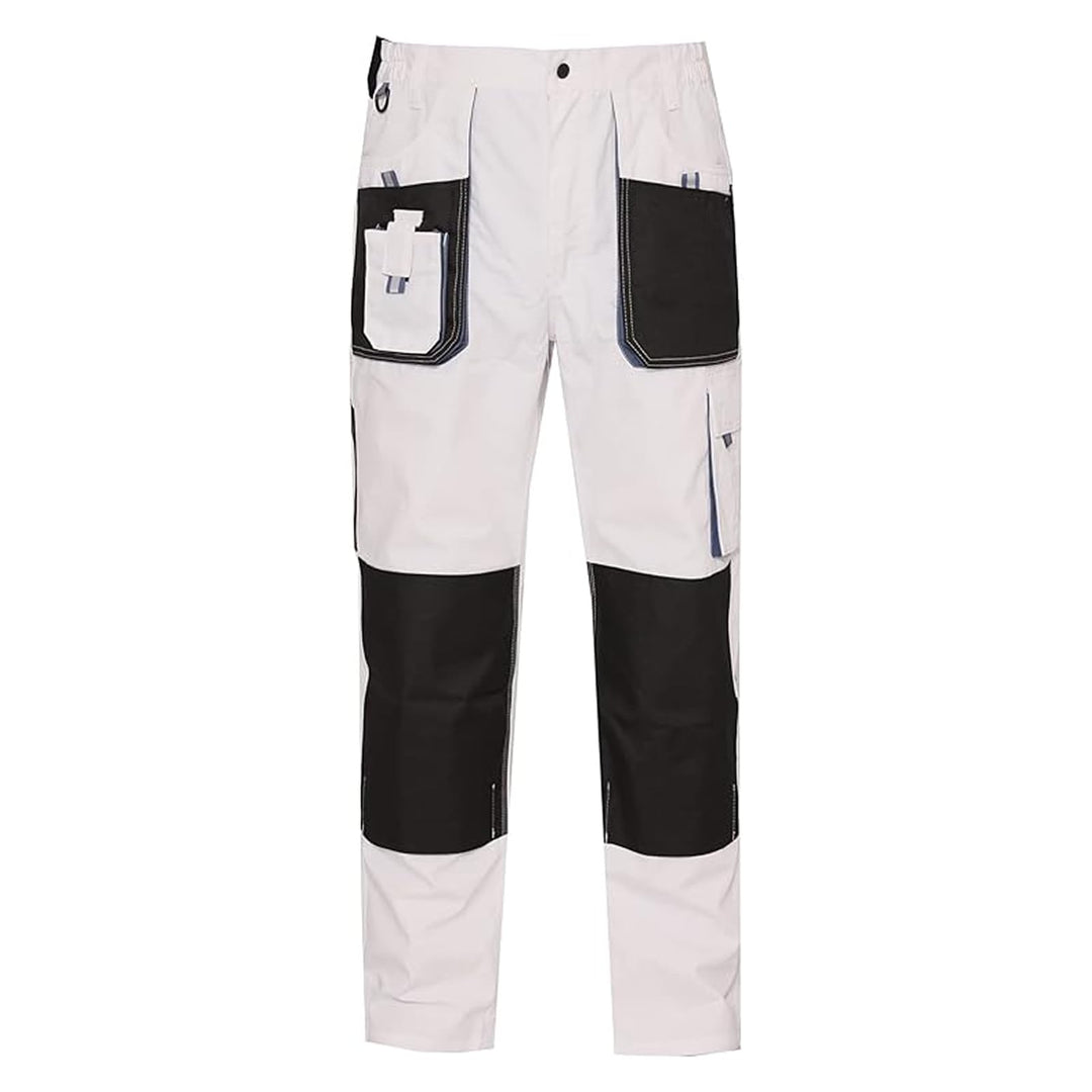 WORK IDEA Herren-Arbeitshose mit Oxford-Knietaschen, strapazierfähigem Canvas S Weiss, S Wei&amp;