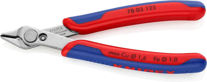 KNIPEX Electronic Super Knips Elektronik-Seitenschneider, 125 mm, weicher Draht(Kupfer) bis 1,6 mm,