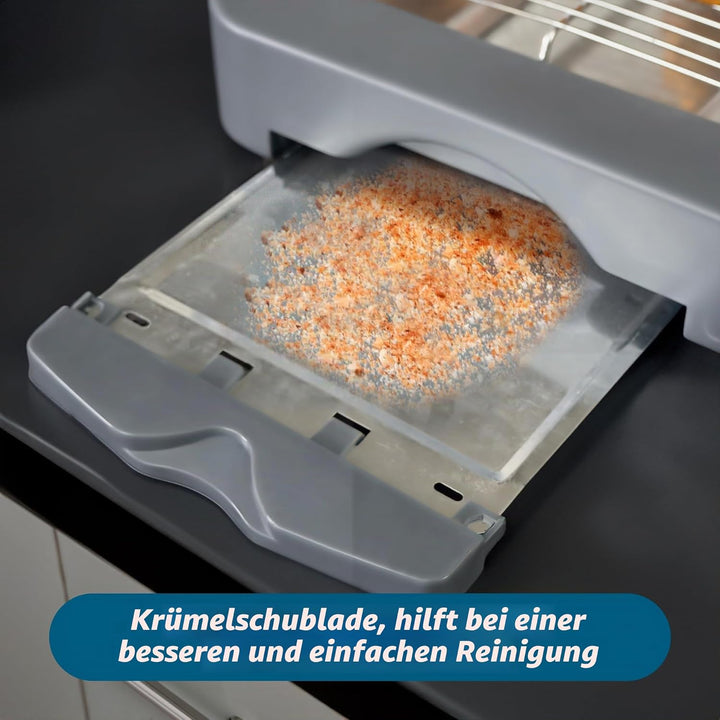 Grunkel Toaster mit 300 W und geeignet für 1 Brotscheibe mit On/Off und ohne Timer. Krümelschublade