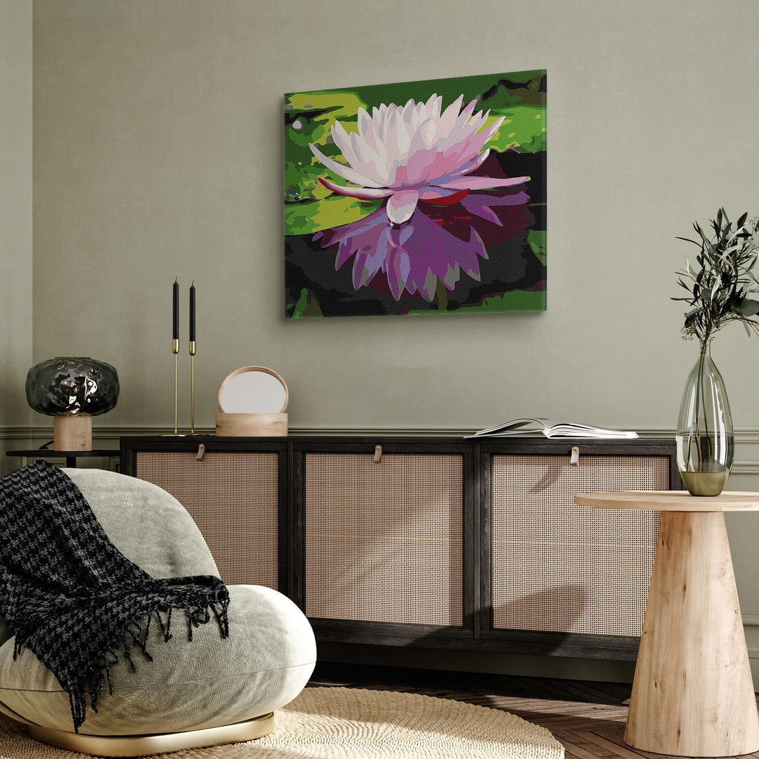 murando - Malen nach Zahlen Blumen Wasserlilie 60x40 cm Malset mit Holzrahmen auf Leinwand für Erwac