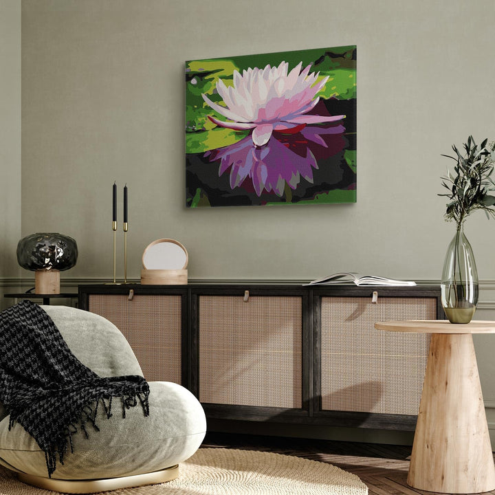 murando - Malen nach Zahlen Blumen Wasserlilie 60x40 cm Malset mit Holzrahmen auf Leinwand für Erwac