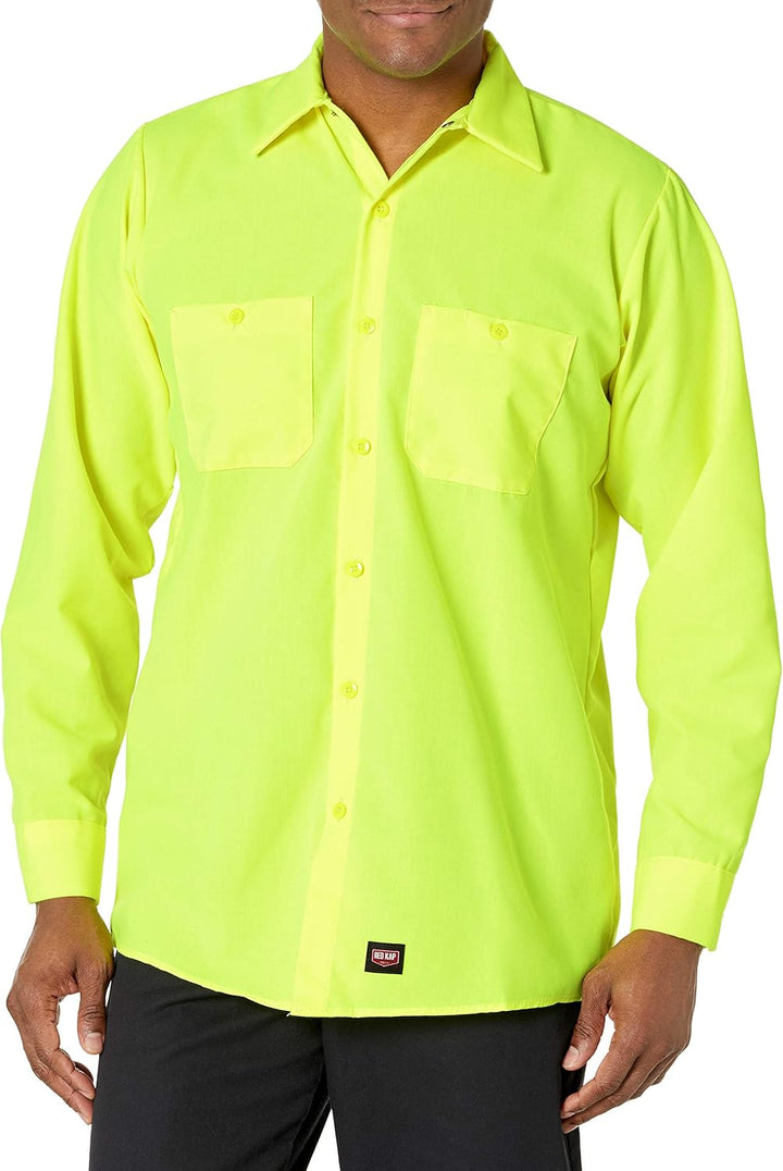 Red Kap Herren Men's Long Sleeve Enhanced Visibility Work Shirt Hemd L Fluoreszierend Gelb/Grün, L F