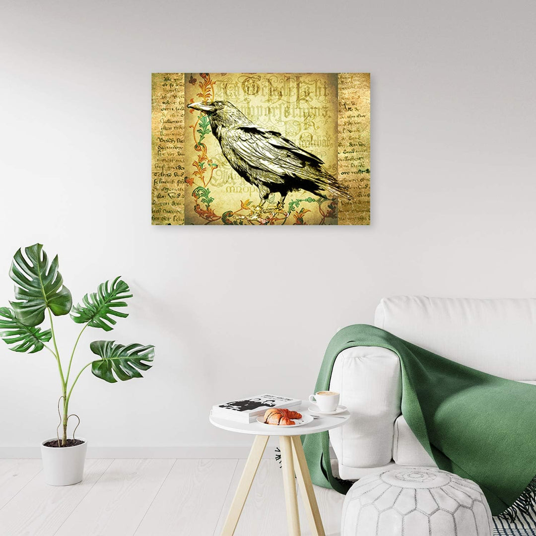 Feeby Wandbild Manuskript Druckbild Leinwandbild Vogel Beige 70x50 cm M14242 70x50 cm, M14242 70x50