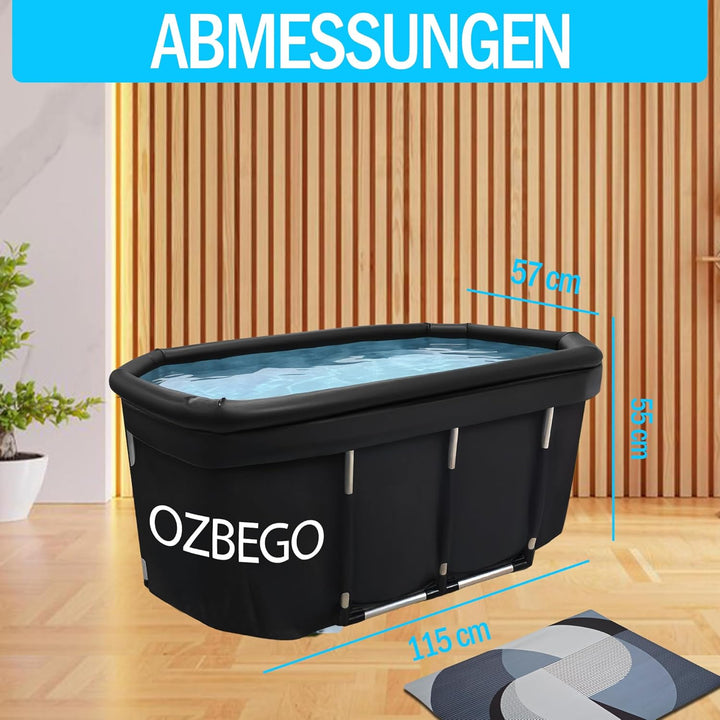 Eiswanne XL – Tauchbecken Eisbad Set mit Deckel, Tasche, Luftringabdeckung &amp; Badewanne für Erwachsen