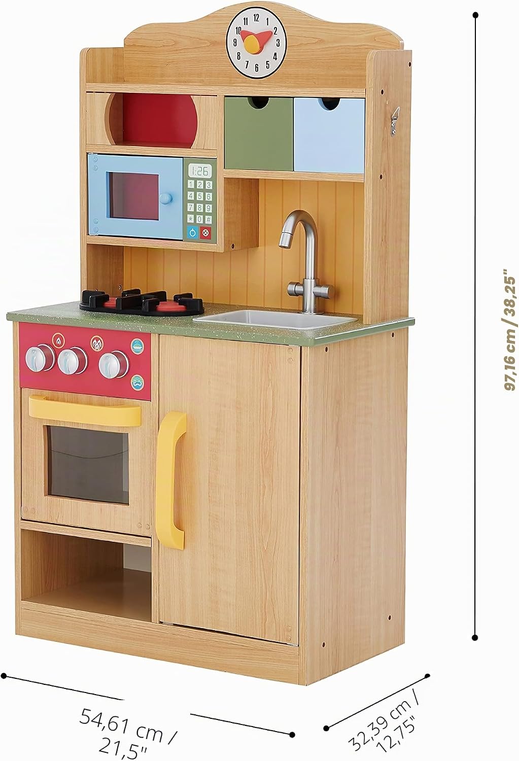 Teamson Kids Kinderküche Spielküche Holz Kinderspielküche Holzküche TD-11708A Mehrfarben, Mehrfarben