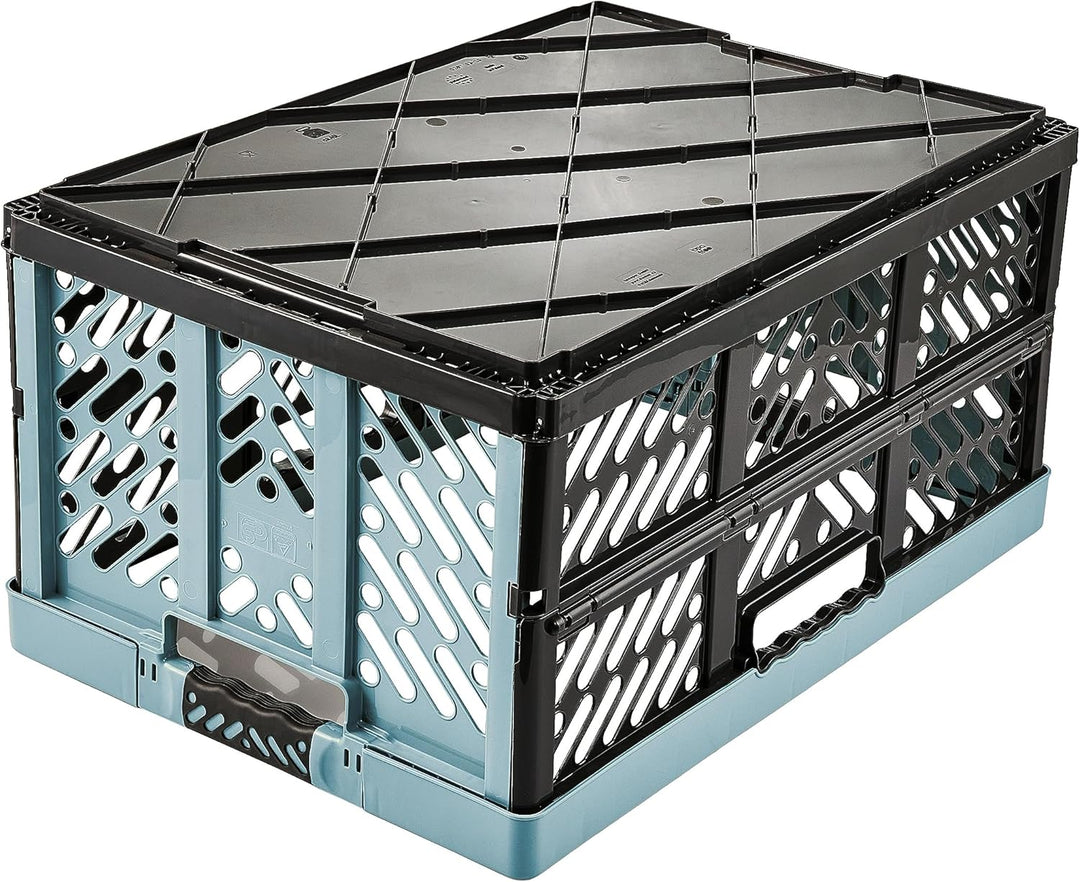 keeeper 4x Stabile Profi-Klappboxen mit Soft-Touch Griffen, 45 l, Ben, Nordic Blue (Blau) Nordic Blu
