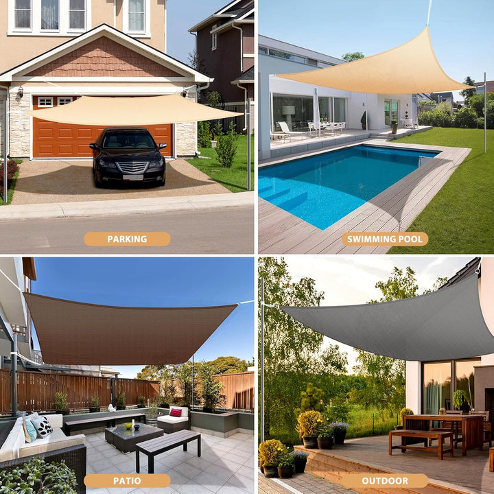 Duerer 3.6x4.8m Sonnensegel mit Befestigungs Kit, Rechteckig Sonnenschutz 95% UV Schutz Garten Balko