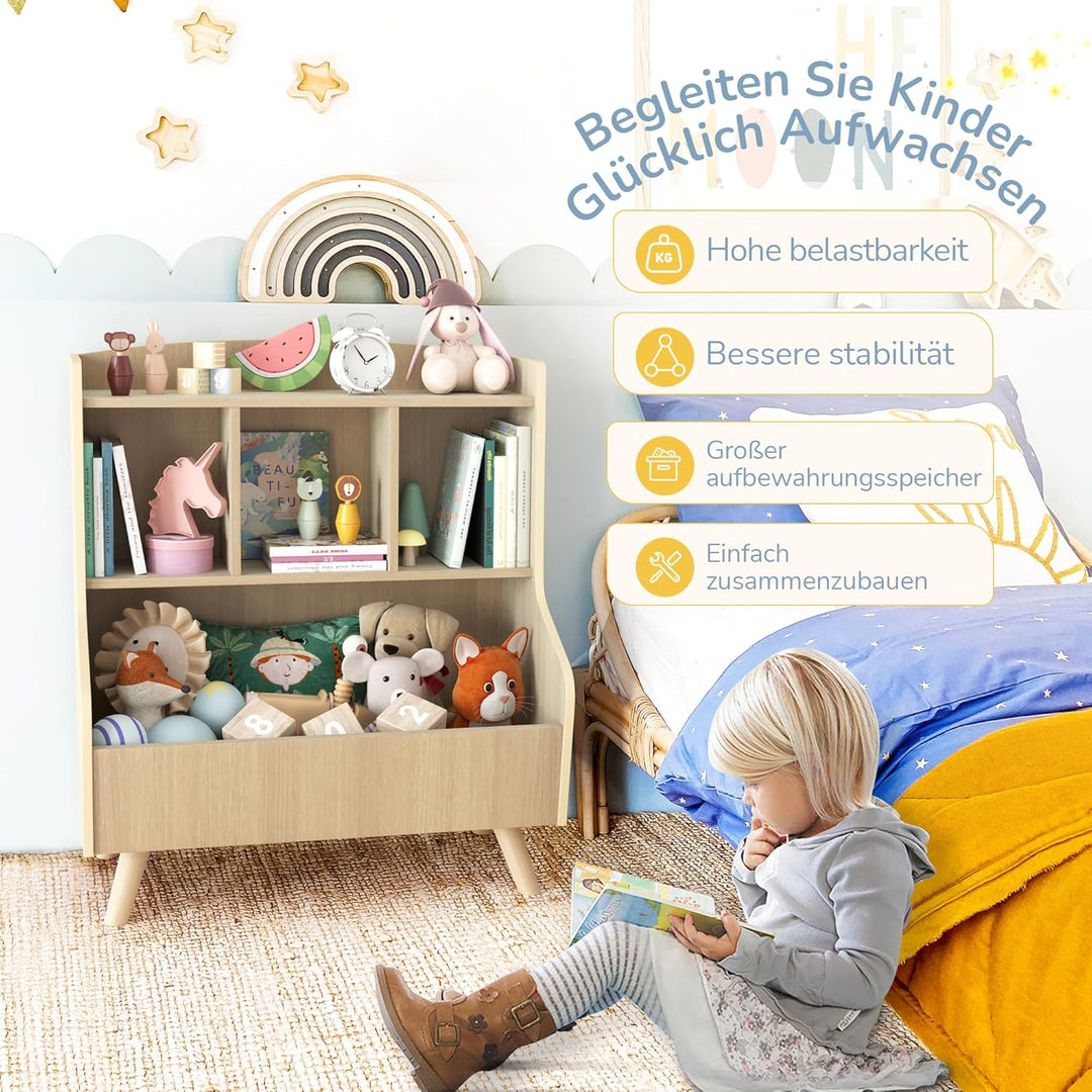LUE BONA Kinderregal,Bücherregal Regal Aufbewahrungsregal für Kinder,Standregal 3 Stockwerk der Offe