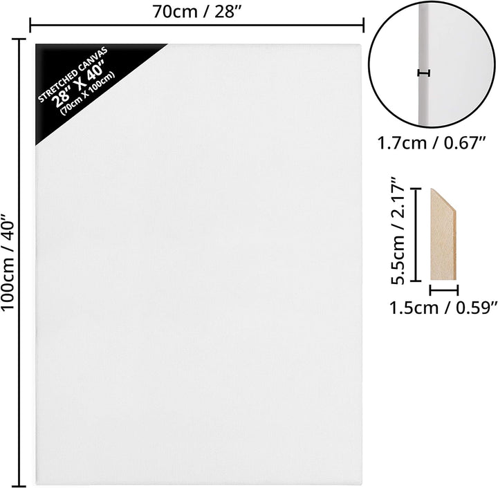 Kurtzy 2er-Pack Leinwände zum Bemalen 70 x 100 cm - Bespannte Keilrahmen Leinwände zum Bemalen XXL a