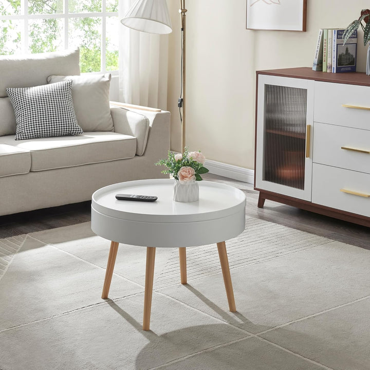 [en.casa] Couchtisch Bongard mit abnehmbarem Tablett rund Beistelltisch für Wohnzimmer Aufbewahrungs