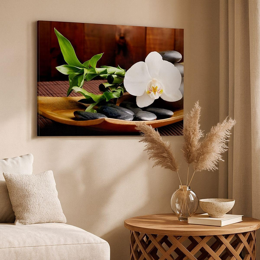 Bilder auf Leinwand 100x70cm Leinwandbild Bambus Schönheit Dekoration Blume Gross Wanddeko Bild Schl