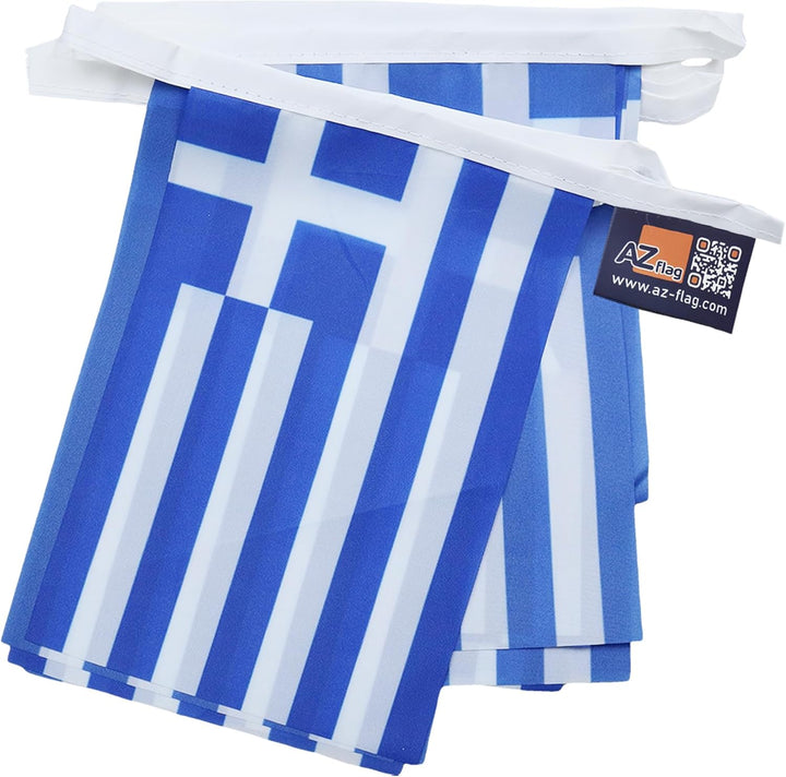 AZ FLAG FAHNENKETTE GRIECHENLAND 12 Meter mit 20 flaggen 45x30cm- GRIECHISCHE Girlande Flaggenkette