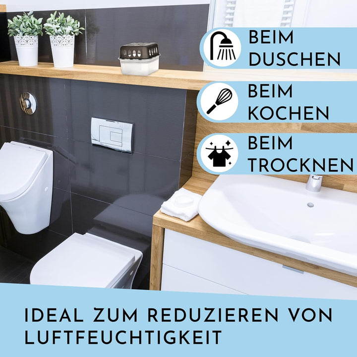 Vaily Luftentfeuchter 4er Set mit 8x 400g Nachfüllbeutel - Raumentfeuchter mit Granulat für Bad, Kel