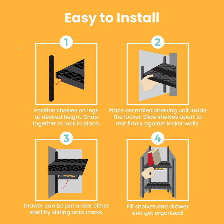 LockerMate Doppeltes Spindregal, verstellbare Breite und Höhe, passend für die meisten Schulspinde,