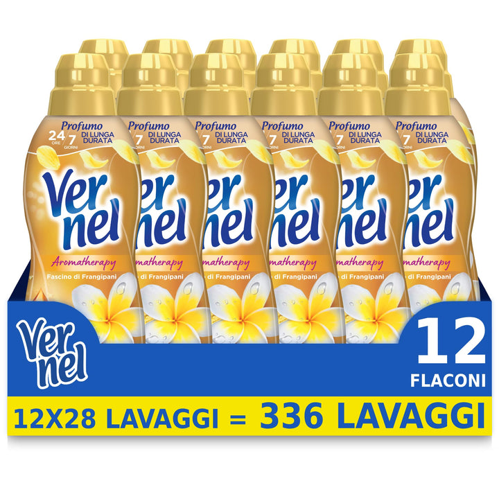 Vernel Aromatherapy Frangipani, Weichspülerkonzentrat, Duftgefühl wie gewaschen, 12 Flaschen à 700 m