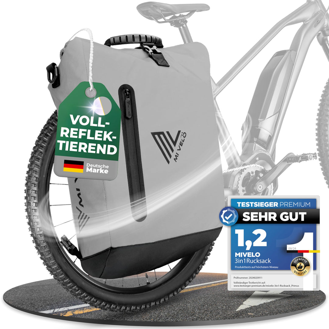 MIVELO - 3in1 Fahrradtasche für Gepäckträger, 100% wasserdicht &amp; PVC-frei, Fahrradtasche Rucksack &amp;