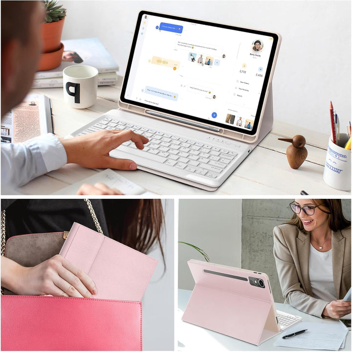 FOGARI Tastatur Hülle für Lenovo Tab P12 12.7" 2023, QWERTZ Layout, Hülle Tastatur mit Magnetisch Ab