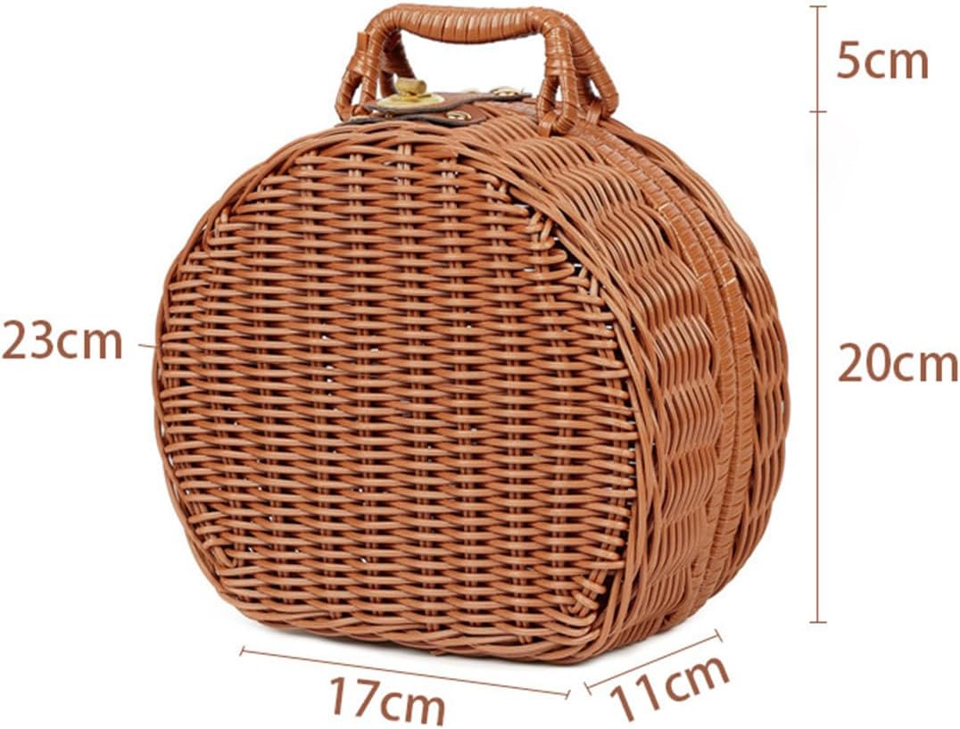Rattan-Aufbewahrungskorb, Koffer, Rattan-Koffer, Picknickkorb mit kleinem Griff für Outdoor-Camping,
