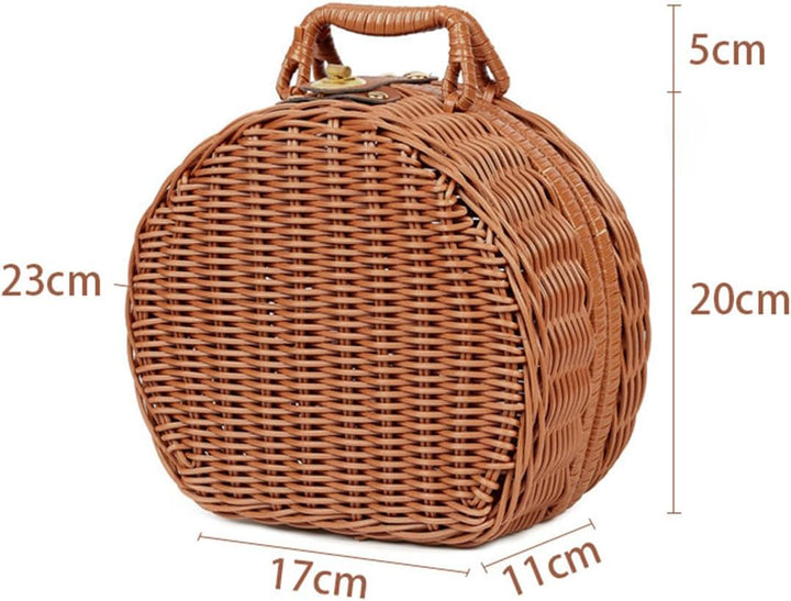 Rattan-Aufbewahrungskorb, Koffer, Rattan-Koffer, Picknickkorb mit kleinem Griff für Outdoor-Camping,