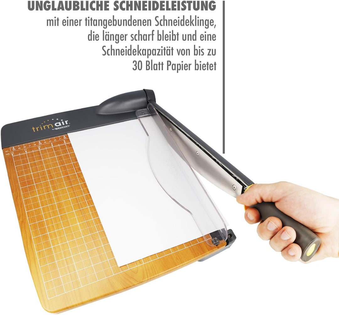 Westcott 30,5 cm Trimair Titanholz Guillotine-Papierschneider mit antimikrobiellem Schutz, Schwarz 3