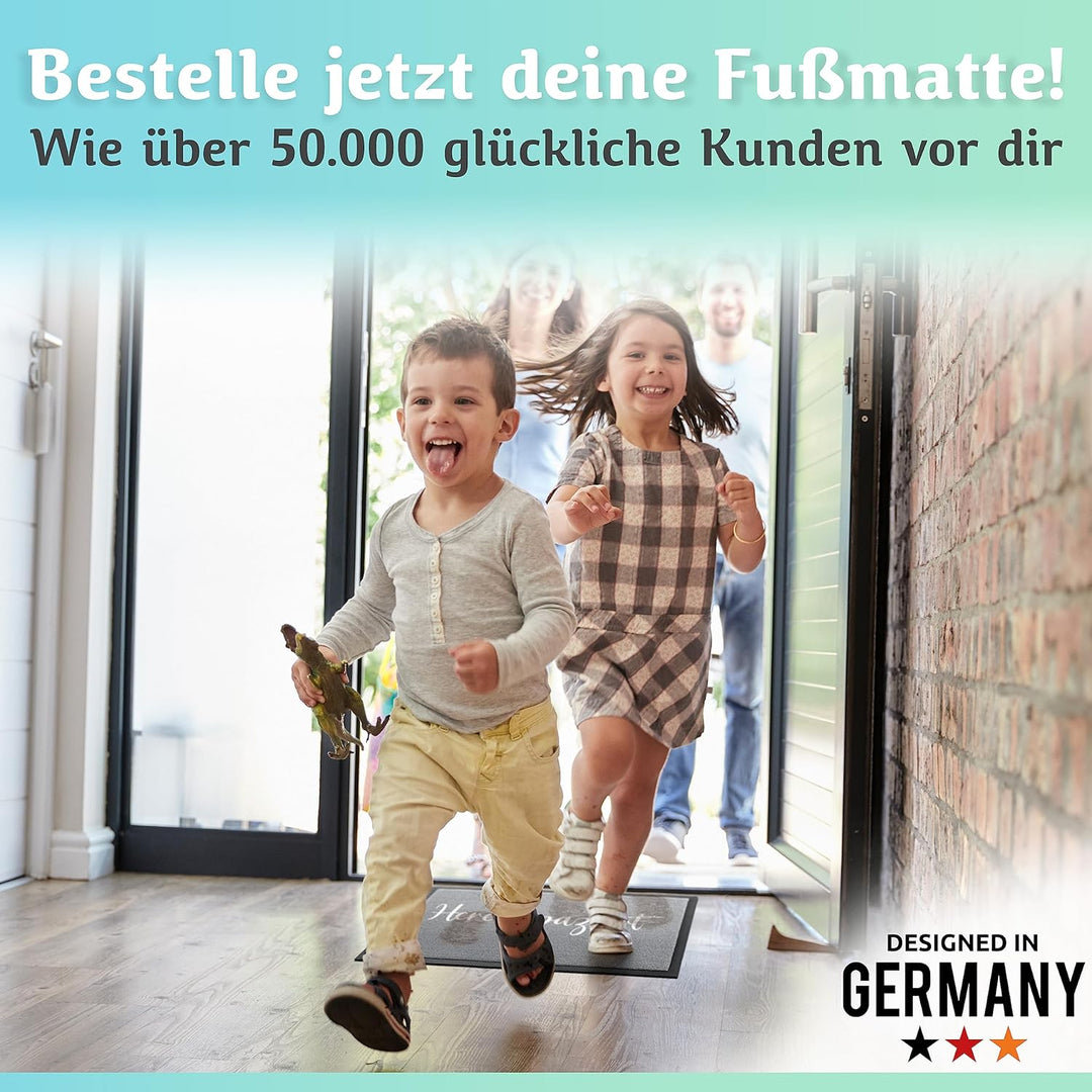 Hereinspaziert Fussmatte [Waschmaschinenfest] in 40x60cm - optimale Grösse für die Haustür. Schmutzf