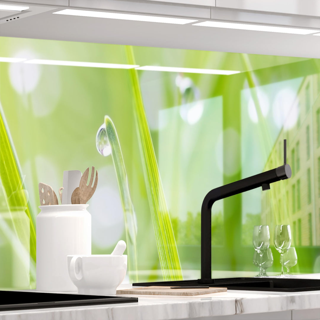 StickerProfis Küchenrückwand selbstklebend Glasoptik ausgeführt - MODERN Grass - 1.8mm, Versteift, j