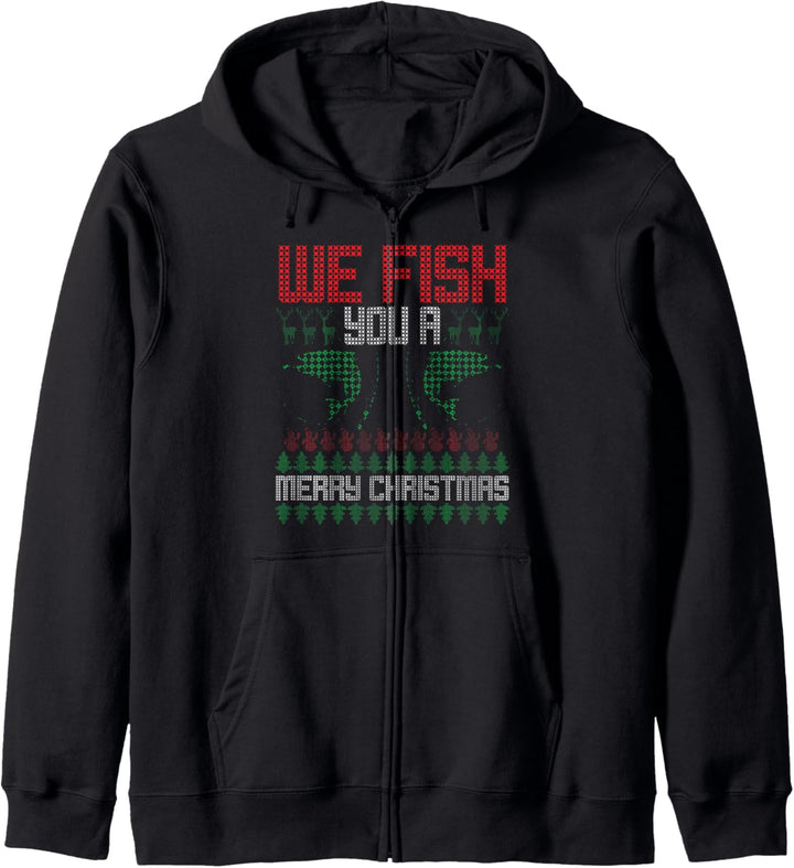 Fischer Angler Ugly Christmas Damen Herren Kapuzenjacke