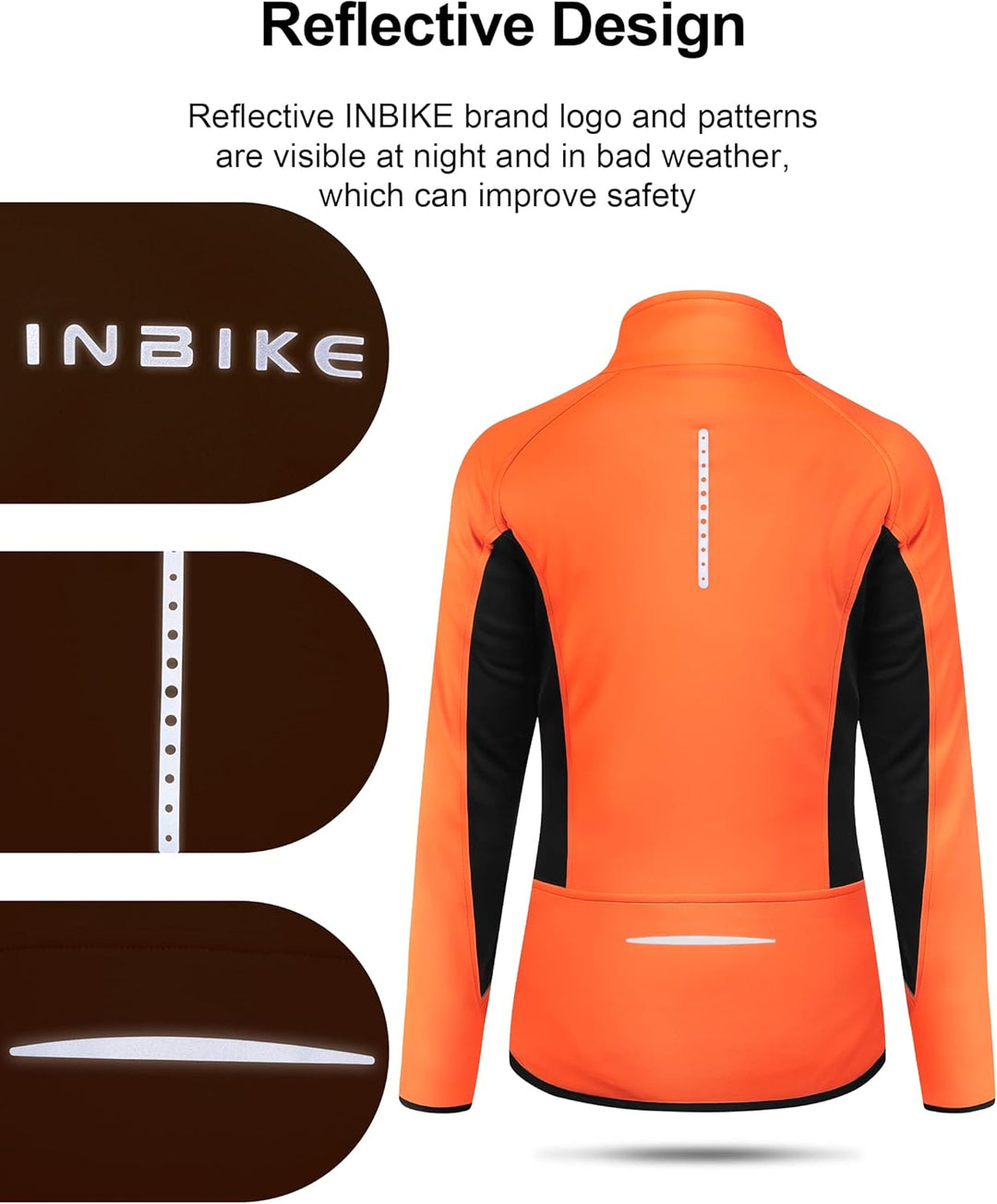 INBIKE Fahrradjacke Damen Winter Thermo Reflektierend Wasserabweisend Winddicht Atmungsaktiv Radjack