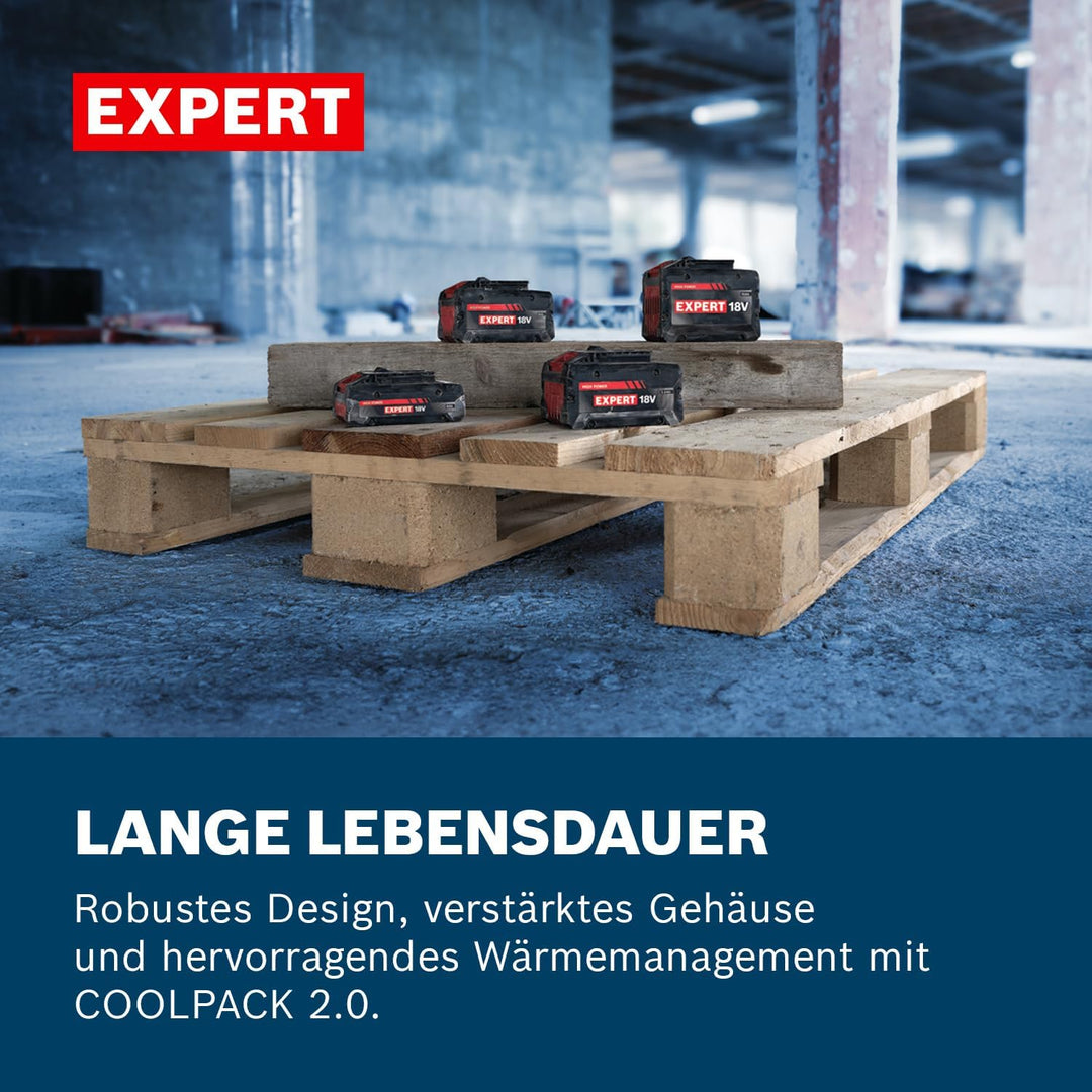 Bosch EXPERT 18V System Hochleistungs-Starter-Set: 2x EXBA18V-55 + 1x Schnellladegerät GAL 12V/18V-1