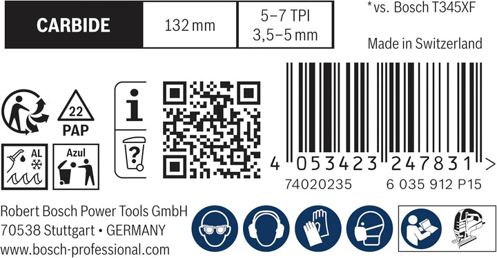 Bosch 10x EXPERT Multi Material T367XHM Stichsägeblatt (für Holz mit zähem Metall, Zäher Stahl, Läng