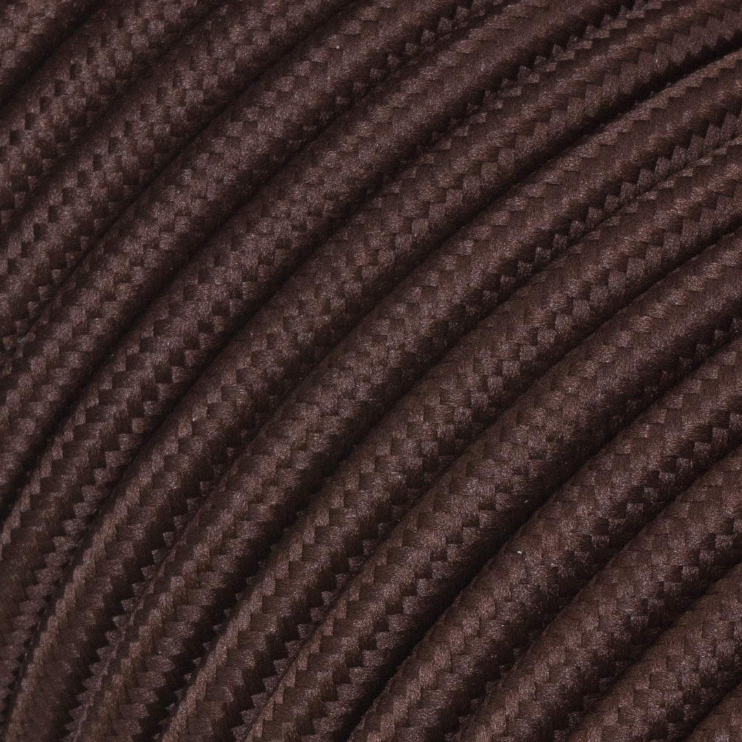 Textilkabel für Lampe, Textilummanteltes Rundkabel, dreiadrig 3x0,75mm², Braun (Dunkelbraun) - 100 M
